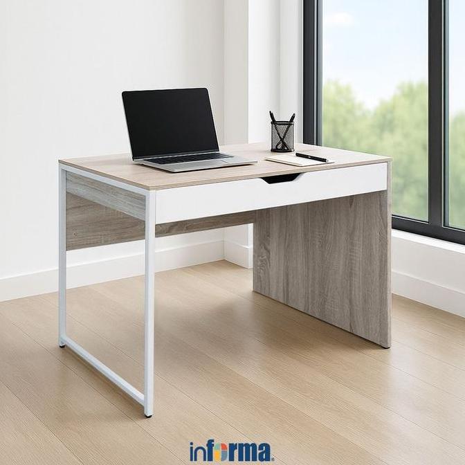 Informa Heize Meja Kantor - Putih Meja Kerja Meja Belajar Laptop Tempat Kerja Perabot Kantor
