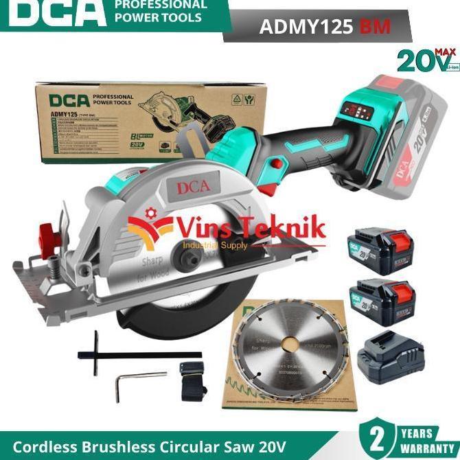 DCA ADMY125 BM Mesin Gergaji Kayu Baterai Cordless Brushless Circular Saw 20V ADMY125BM