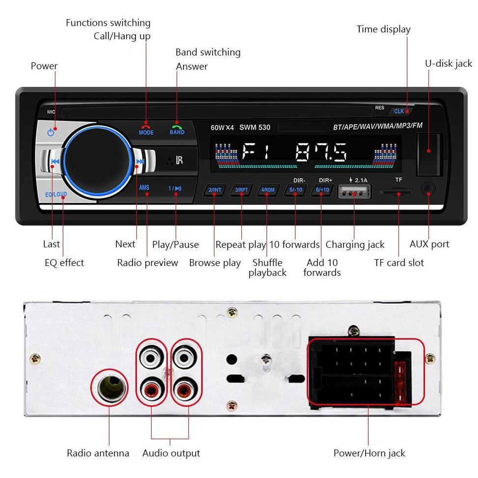 Bisa COD Tape Audio Mobil Multifungsi Bluetooth USB MP3 JSD-520 Single Din JSD-520 Audio Tape Mobil 