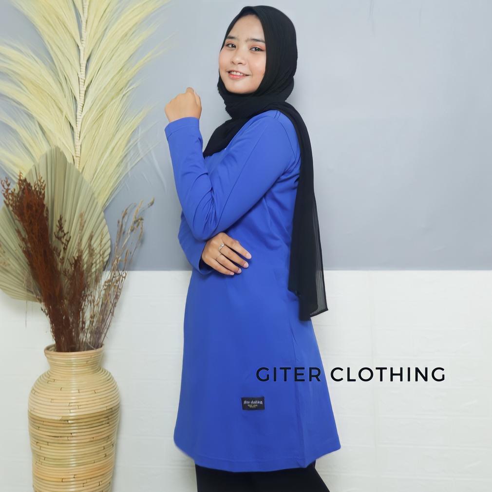LIMITED prabu outfit - biru benhur - kaos tunik wanita tangan panjang oversize bahan katun combed 24