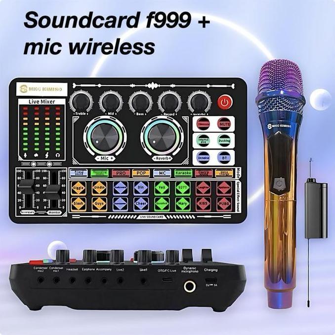 Promo Paket Soundcard F999 Plus Mic Wireless Soundcard Bluetooth Compatible External Wireless Pengur