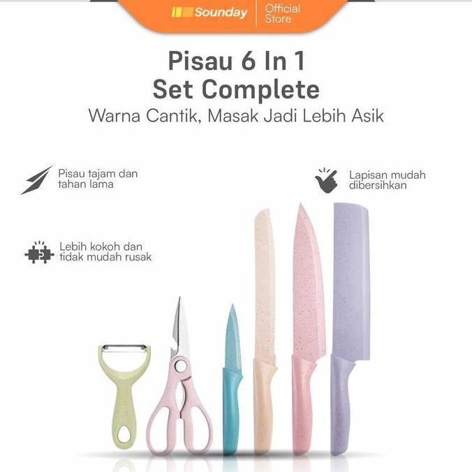 New Pisau 6 In 1 Set Complete / Set Pisau Dapur / Pisau Keramik Kitchenware (TERBAIK) (TERBARU) (TER