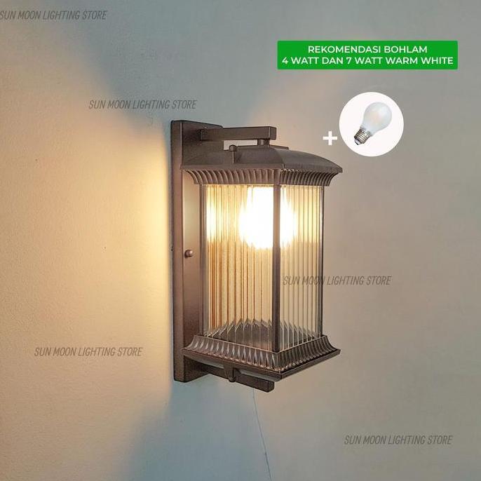 Lampu dinding outdoor kaca kristal Authentic lampu taman waterproof