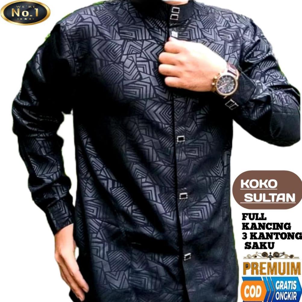 Exclusive Baju Koko Sultan Pria Dewasa Lengan Panjang Muslim Berkualitas Premium