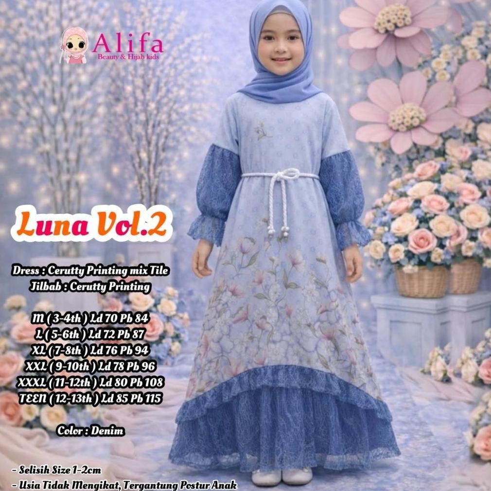 PAKET HEMAT ALIFA KIDS MAHARANI KIDS GAMIS ANAK BINI ORANG CERUTY BRUKAT CANTILI FREE JILBAB BINOR B