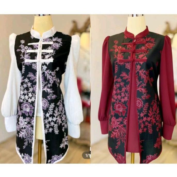 BELI Blus Batik Layer motif sakura - Blus Batik - Atasan Batik BELI