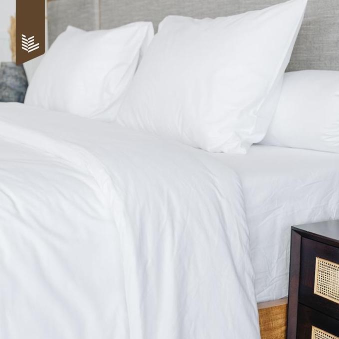 HARGA DISC - IndoLinen - Sprei Hotel Karet Putih Polos - 100% Katun