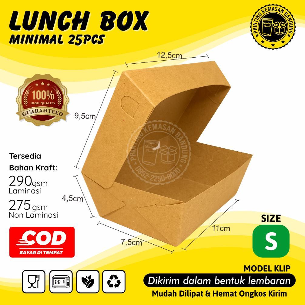 terbaru lunch box size s kotak makan kertas paper box kraft dus makanan dimsum takoyaki snack grosir