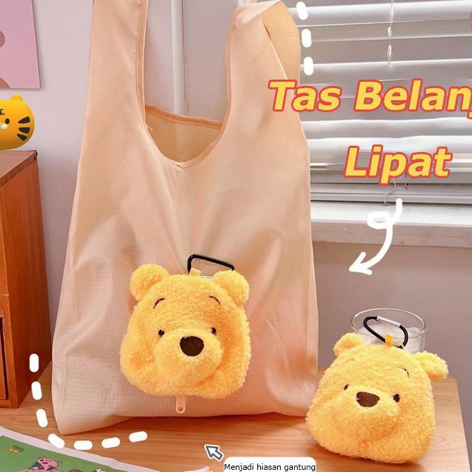 Tas Belanja Lipat / Tas Belanja Lipat Winnie The Pooh /Tas Travel Bag/Kantong Belanja/Lucu Dan Kecil