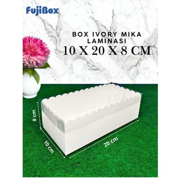 ( 10 Pcs ) Fuji Box Dus Kotak Kue hampers puding cake Ivory laminasi 10 cm x 20 cm x 8 cm Premium Tu