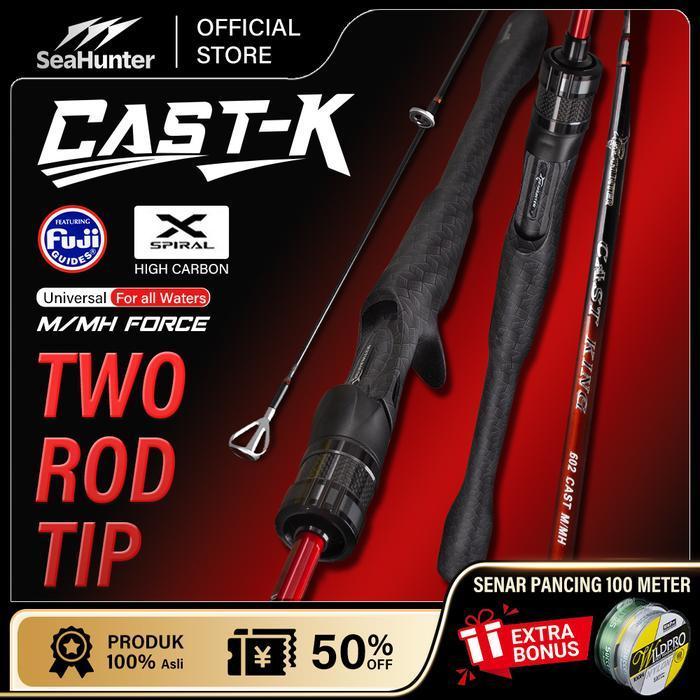 [Kedatangan Baru] Seahunter CAST KING Joran Pancing  180cm/198cm M/MH Power Double Rod Tips Carbon C