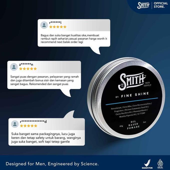 Stock Sll Baru- Smith Men Supply - Fine Shine Hair Pomade Oil Based Gr / Minyak Rambut Pria Ngi / Sc