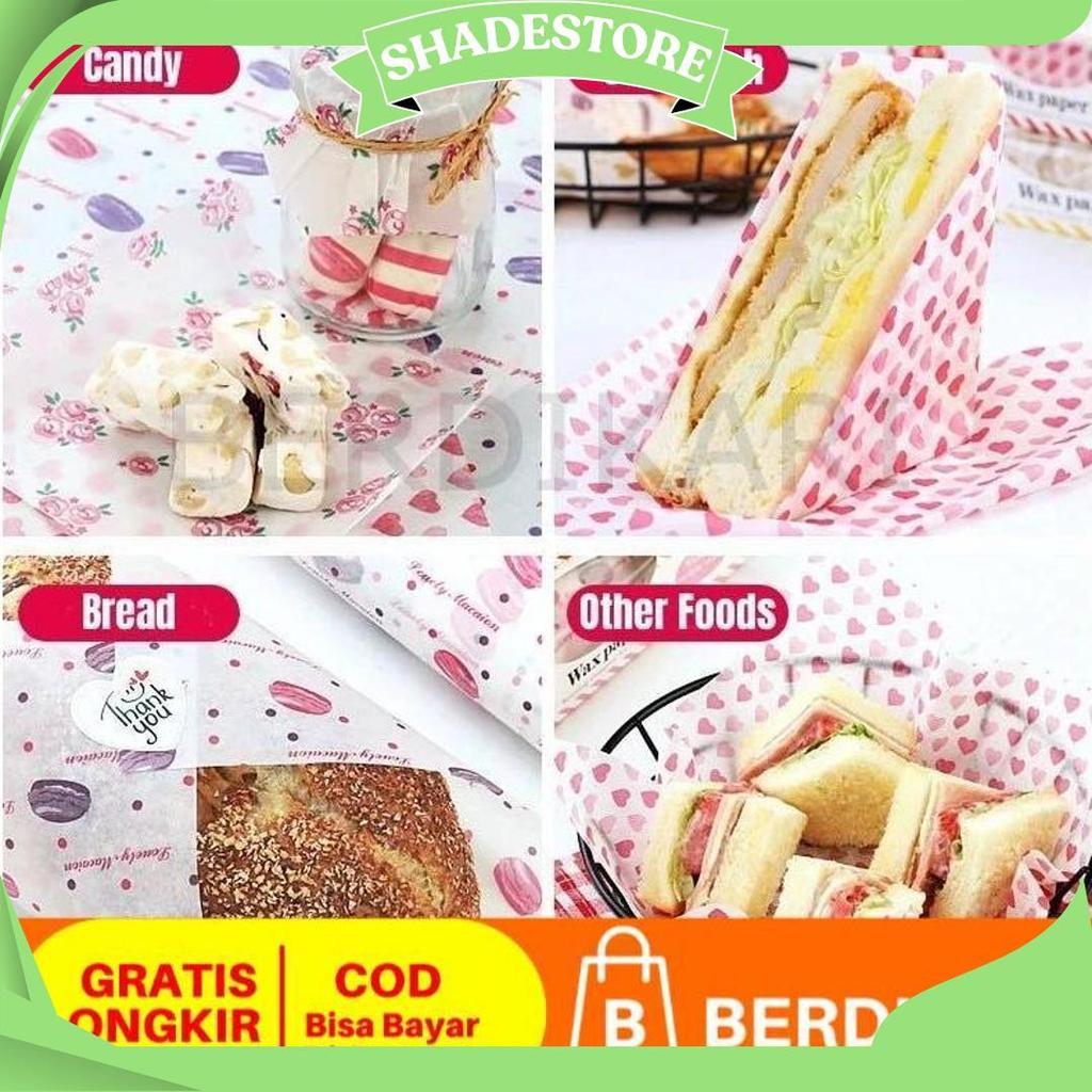 Berdikari Isi 10 Kertas Bento Kertas Bekal Alas Nasi Kertas Pembungkus Makanan Roti Sandwich Burger 