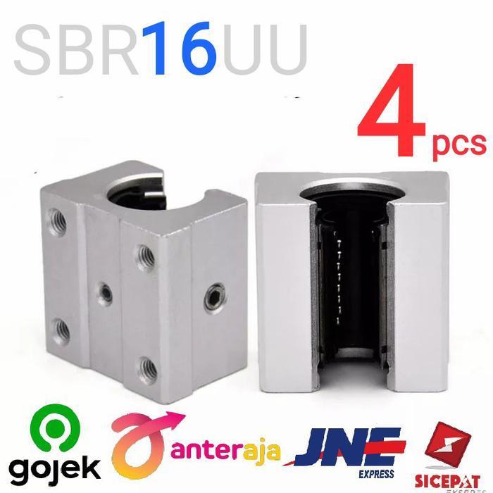 SBR16UU SBR16 SBR 16 LINEAR GUIDE BEARING BLOCK SLIDING CNC RAIL -4PCS ORIGINAL DAN TERPERCAYA