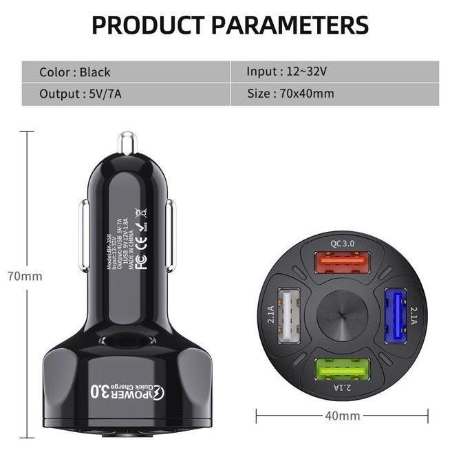 [Mogai] Charger Mobil Dual Ports 3.1A 12V-24V Car Charger With Digital LED Charger Hp Mobil Adaptor 