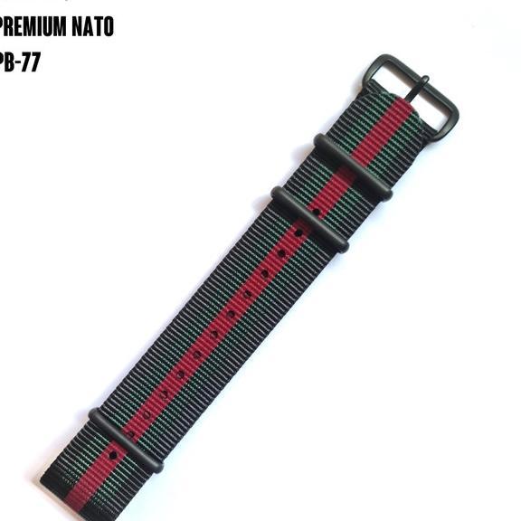 Tali Jam Premium Nato Strap Black Green Red Black Buckle  - Pb77