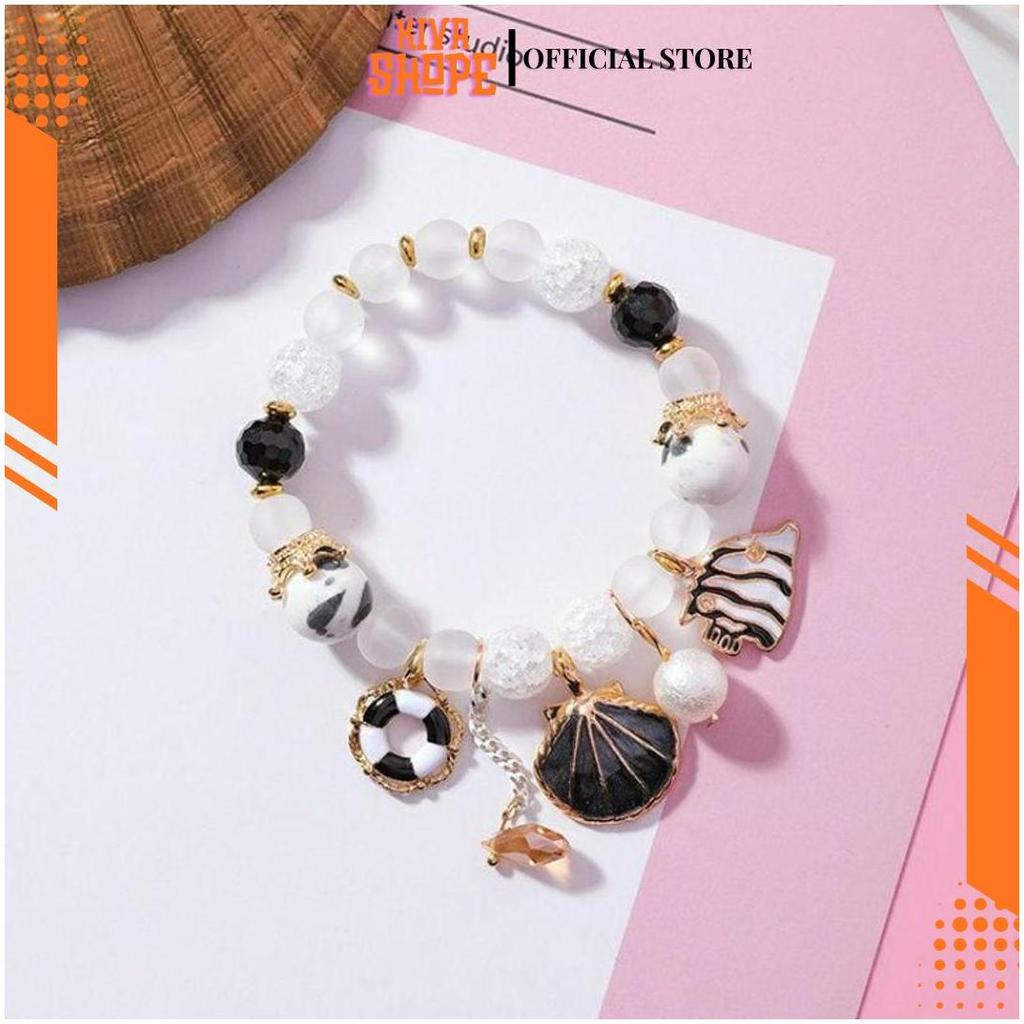 Gelang Kristal Gaya Korea Motif KERANG/Gelang wanita Free Box ASA Teratas