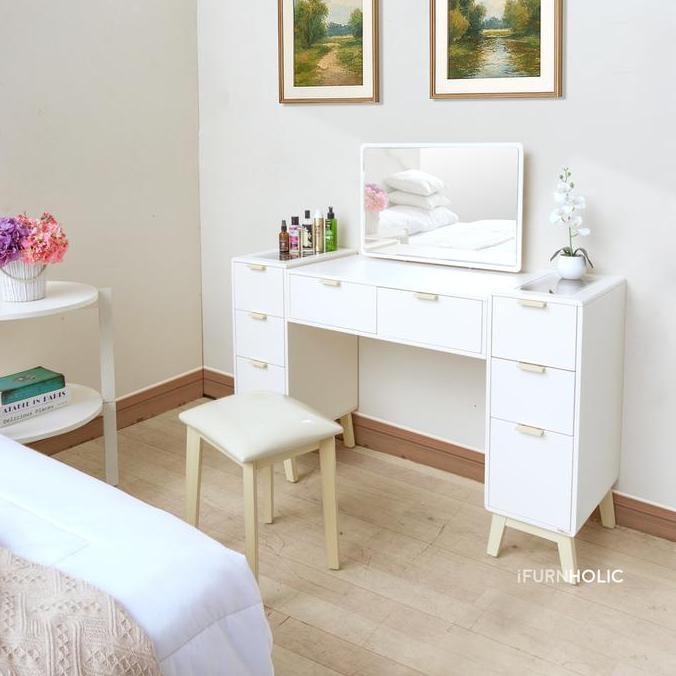 IFURNHOLIC Raisa Premium Console Sets | Meja Rias Minimalis Dengan Laci Penyimpanan Kosmetik | Meja 