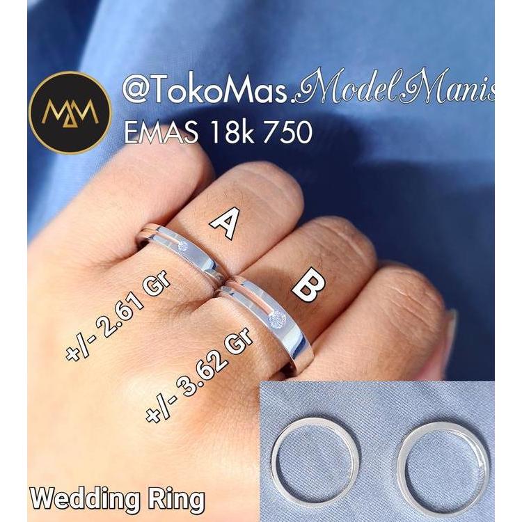 Cincin Couple solitaire emas emas putih 755 kadar 18k