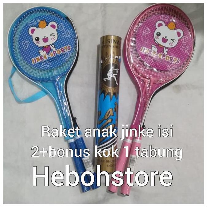 Promo Raket Badminton Anak Jinke Warna Bagus Isi 2+Bonus Kok Bagus