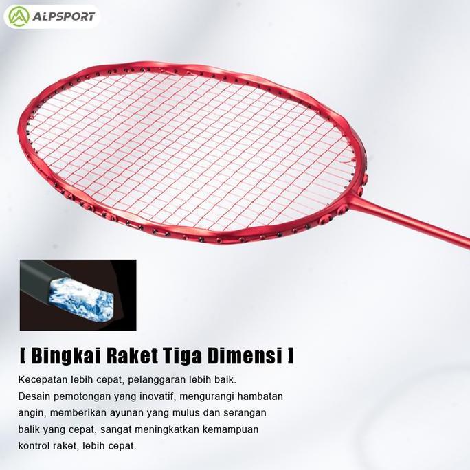Promo Alp-Sports Alp V5 Pro Raket Bulutangkis Serat Karbon T800 50T Berat 5U Teknologi Mxh Stabilita