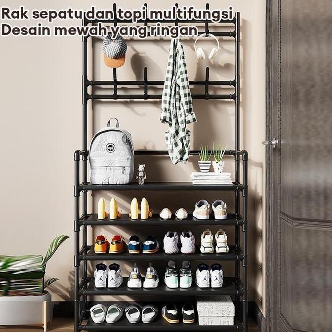 Rak Sepatu Penyimpanan Serbaguna Stand Hanger /Rak Baju Gantungan /Rak Jemuran Baju Hanger Tas Topi 