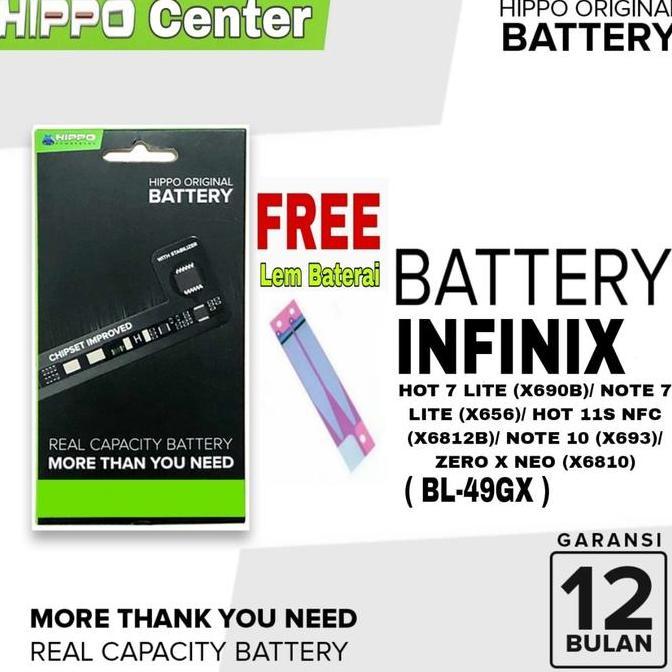 TERMURAH - Baterai Hippo Compatible Hot 7 LITE ( X690B ) / Note 7 LITE ( X656 ) / HOT 11S NFC ( X681