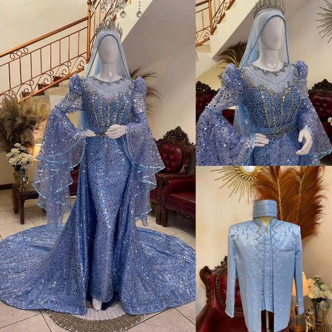 Couple gaun pengantin slim premium new motif Mewah Pernikahan