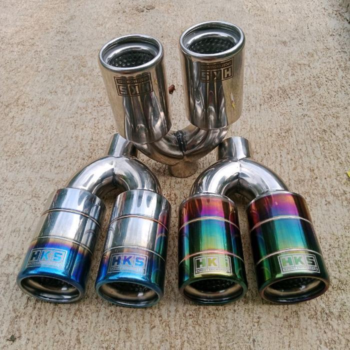 Knalpot Mobil Racing Hks Cabang Dua Suara Bass Untuk Semua Jenis Mobil Full Stenlis Kendaraan Mesin 