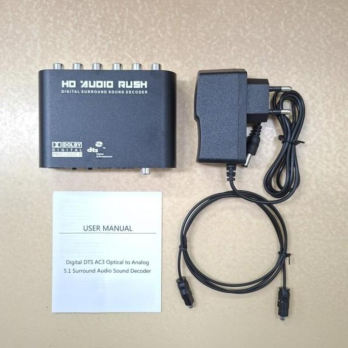 HD audio rush - digital surround sound decoder - konverter optical audio to analog 2.1/5.1