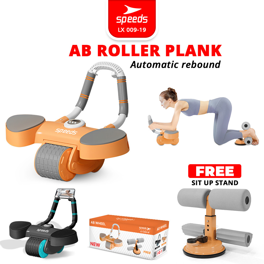 SPEEDS Ab Wheel 2in1 Ab Roller Wheels Plank Trainer Abdominal Core Roller Alat Pembentuk Otot Stand 