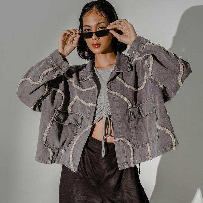 Donttouch- Filoposy Jacket Nasya Jacket (Uifw23 Collection) Grey Lht Outer Panjang