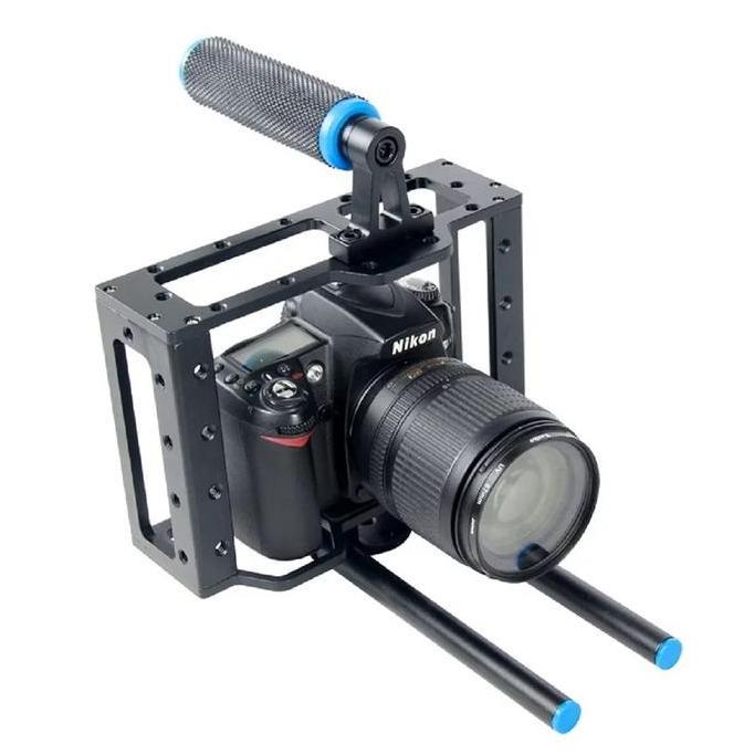 BAMI C1 Kamera DSLR Camera Rig Stabilizer Cage Kit DSLR Black Aluminum DSLR Camera Cage With 15mm Ro