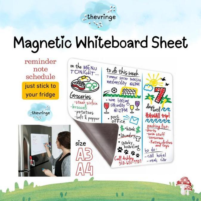 Werkzeug- Whiteboard Sheet Papan Tulis Magnet Lembaran A3 A4 Multifungsi Untuk Kulkas Dan Permukaan 