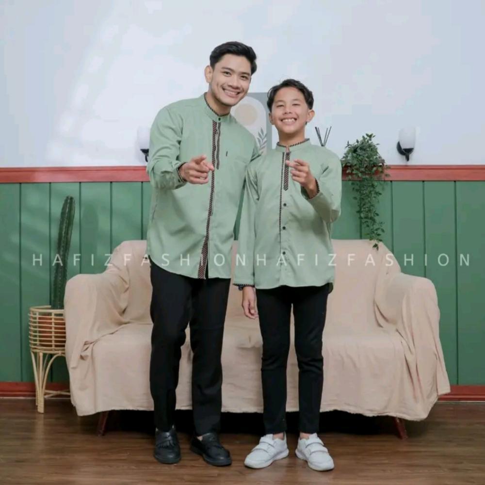 Premium Couple Muslim Lebaran Baju Koko Ayah Baju Koko Anak Gamis Ibu Dan Gamis Anak Couple Sarimbit