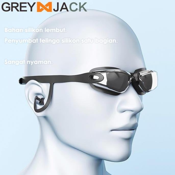 Grey Jack Kacamata Sport Renang Dewasa Anti Fog Bahan TR90+Silicone 3d Ringan Swimming Goggles Mirro