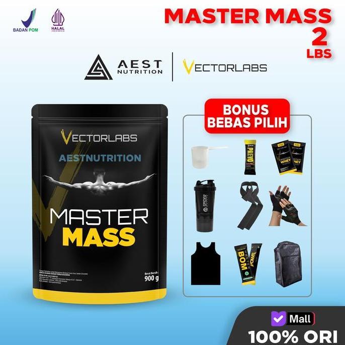 Vectorlabs Master Mass 2 lbs 900 gram Susu Gainer Protein Tinggi Kalori