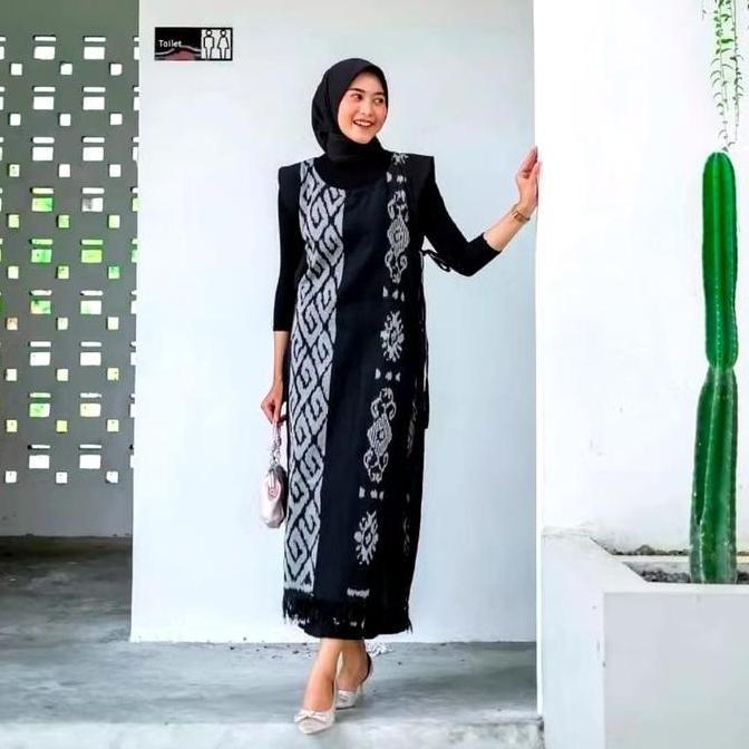 LIMITED EDITION  Outer Rompi Panjang Wanita Kain Tenun Motif Toraja Batik Baju Muslim Etnik LIMITED 