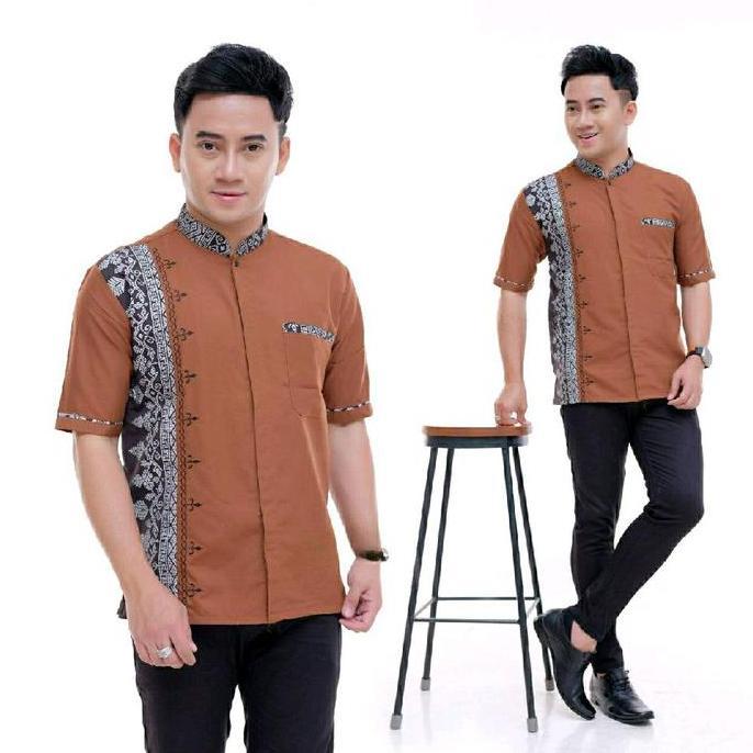 DISKON Kemeja Batik Lengan Pendek Kerah Shanghai / Baju Koko / Batik Pria Lengan Pendek / Kemeja Bat