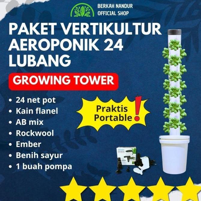 Paket Vertikultur Aeroponik 24 Hole Growing Tower Hidroponik Aeroponics Hidroponik Tower Vertikal To