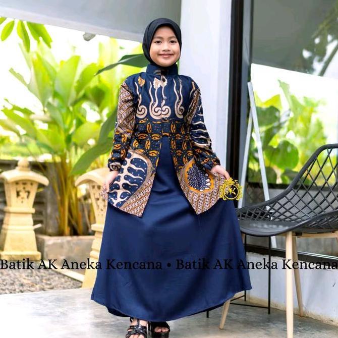 OOTD couple gamis kemeja batik keluarga komplit anak cowok dan anak cewek lengan panjang Baju Katun 
