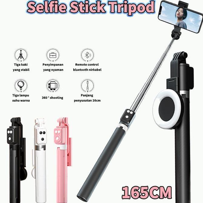 Knacks- Tr Bisa 170Cm Tongsis Tripod Lampu Led Gimbal Stabilizer Bluetooth Selfie Stick Remote With 