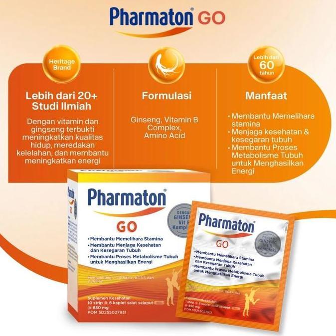 Higher- 1Box Pharmaton Go 60 Kaplet 10 Strip Kaplet Kesehatan Tubuh Multivitamin Mineral Formula Mul