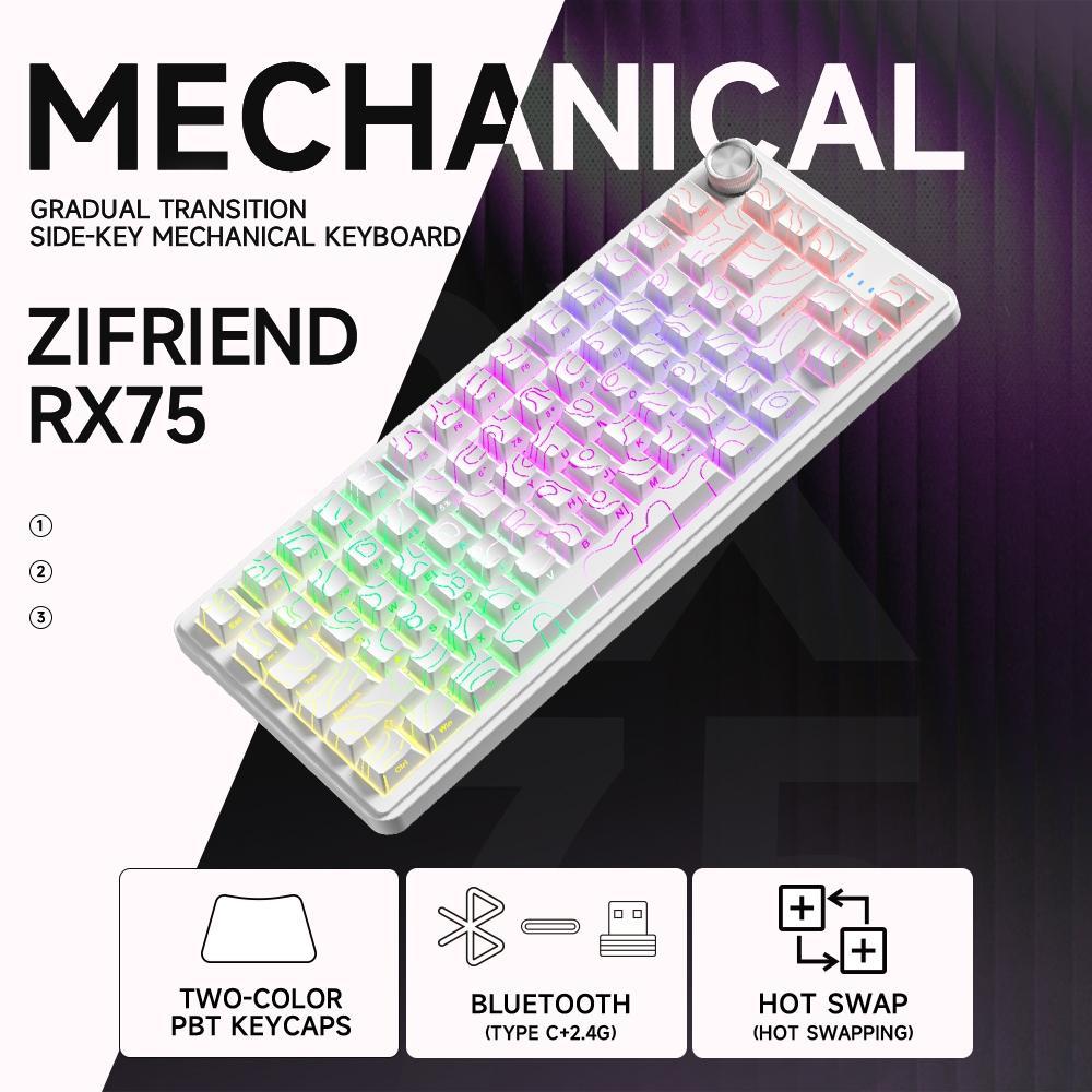 Zifriend Rx75 Pro Wireless Keyboard 5Pin Hotswap Gaming Mechanical Keyboard 75% Layout With Driver