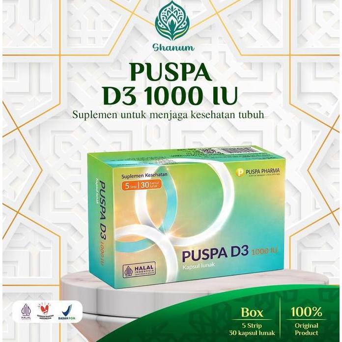 Happyfit- Puspa D3 1000 - Vitamin D3 1000 Iu - Isi 30 Soft Capsule - Untuk Menjaga Kesehatan Tulang 
