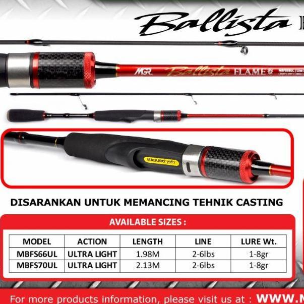 HARGA DISC - joran ul maguro ballista ice flame 662 2-6 lb ultralight