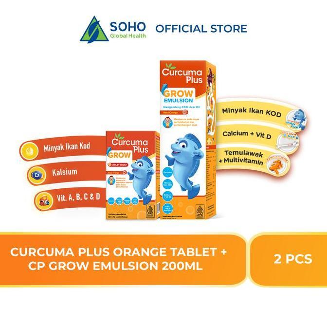 Excellent- Paket Curcuma Plus Grow (Curcuma Plus Grow Orange 1 Botol & Curcuma Plus Grow Tablet 1 Bo