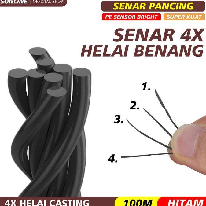 Lansungkirim- Sonline Tali Pancing 100M Senar Pancing Pe Sensor Brht Hitam Neo+Si2 Kualitas Tinggi T