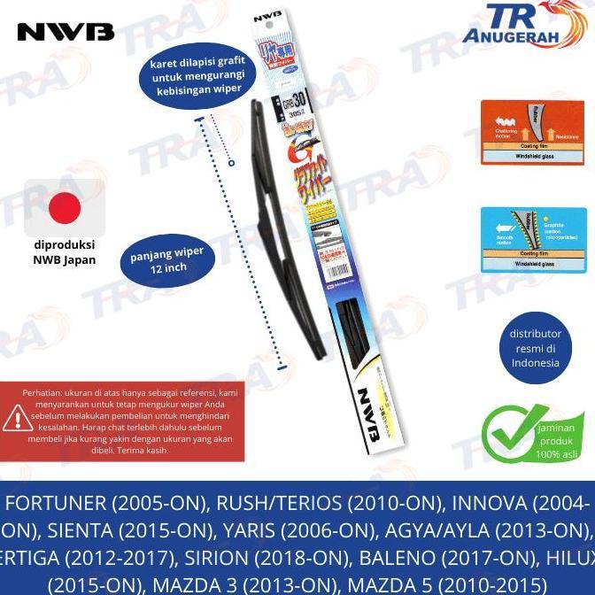 Wiper Belakang Nwb 12 Inch Ayla Agya Fortuner Rush Terios Innova Yaris