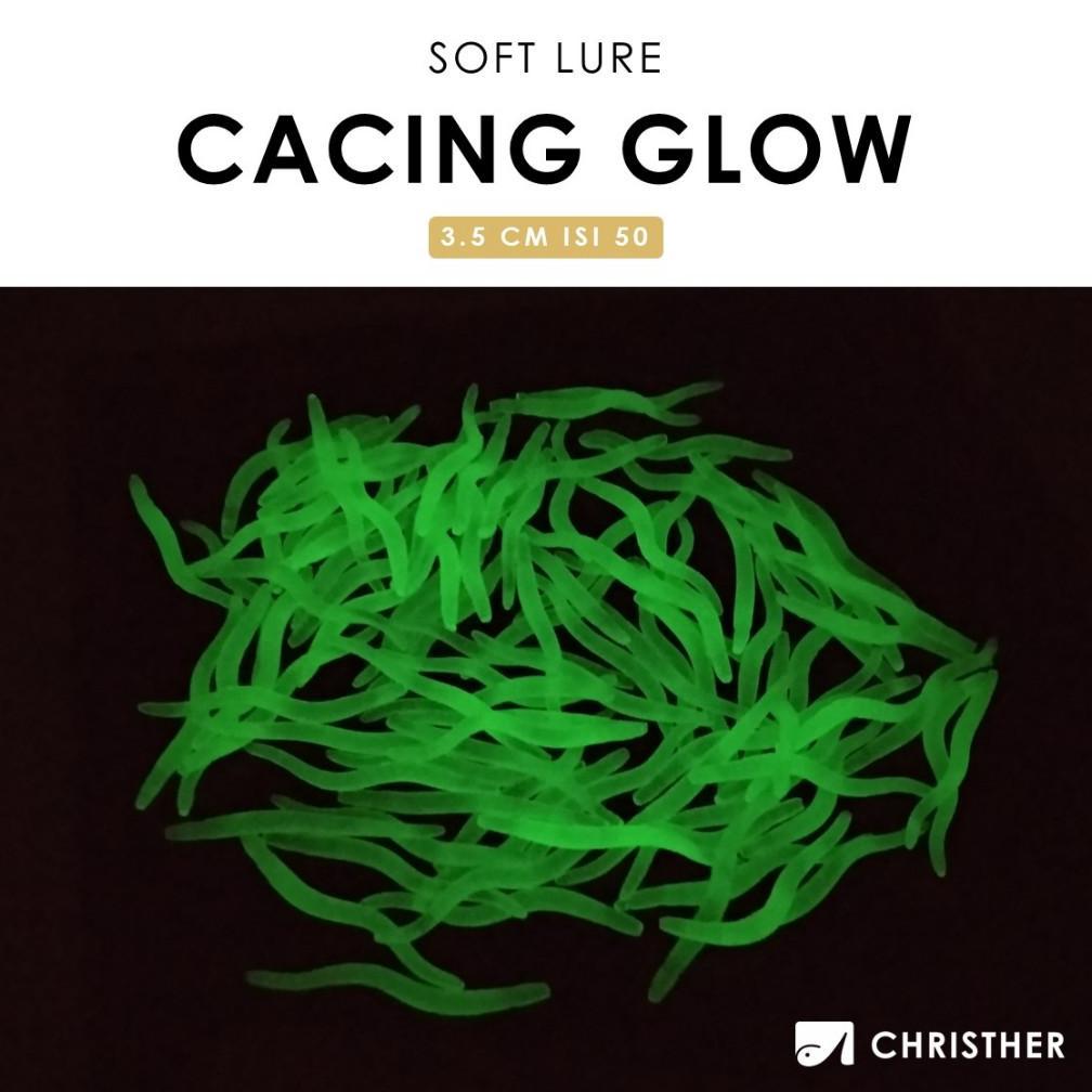Umpan Soft Lure CACING GLOW Isi 50 pcs / Luminous Fishing Lure Casting Bait Mancing Malam